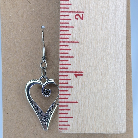 Heart Dangle Charm Earrings - Picture 3 of 4